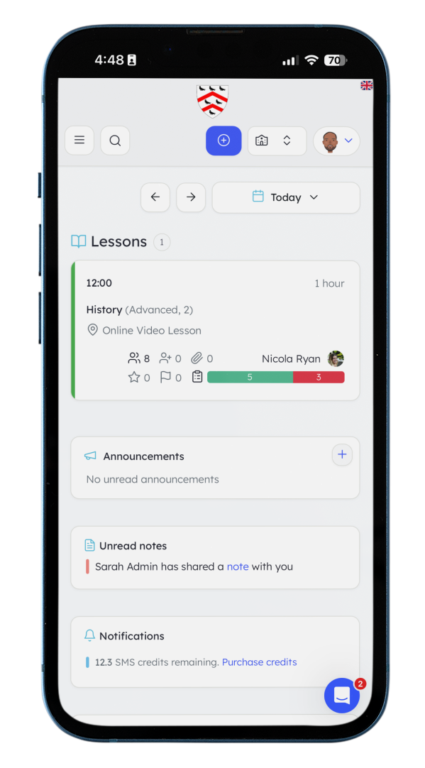 Teach ’n Go mobile app preview on an iPhone