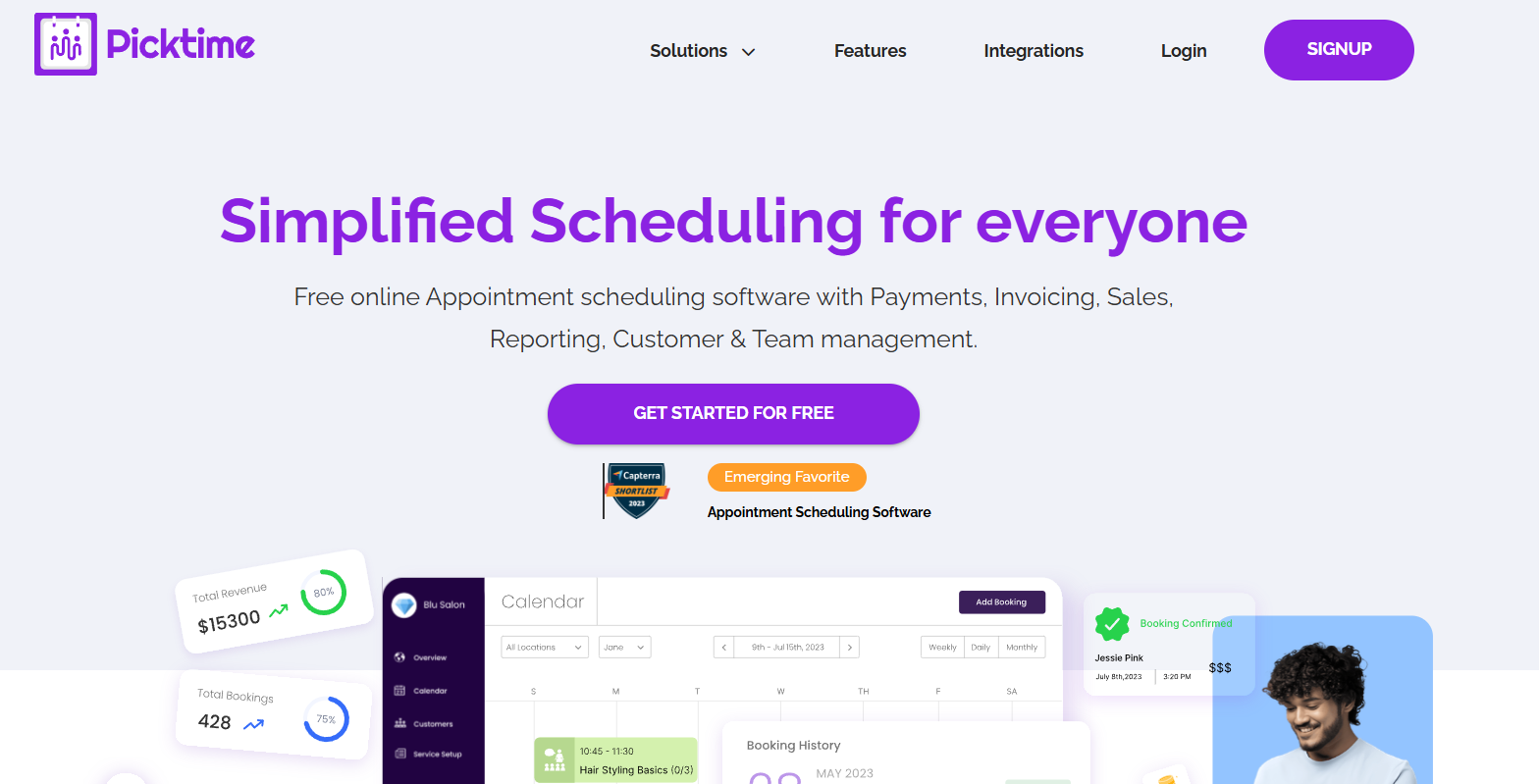 Picktime homepage screenshot