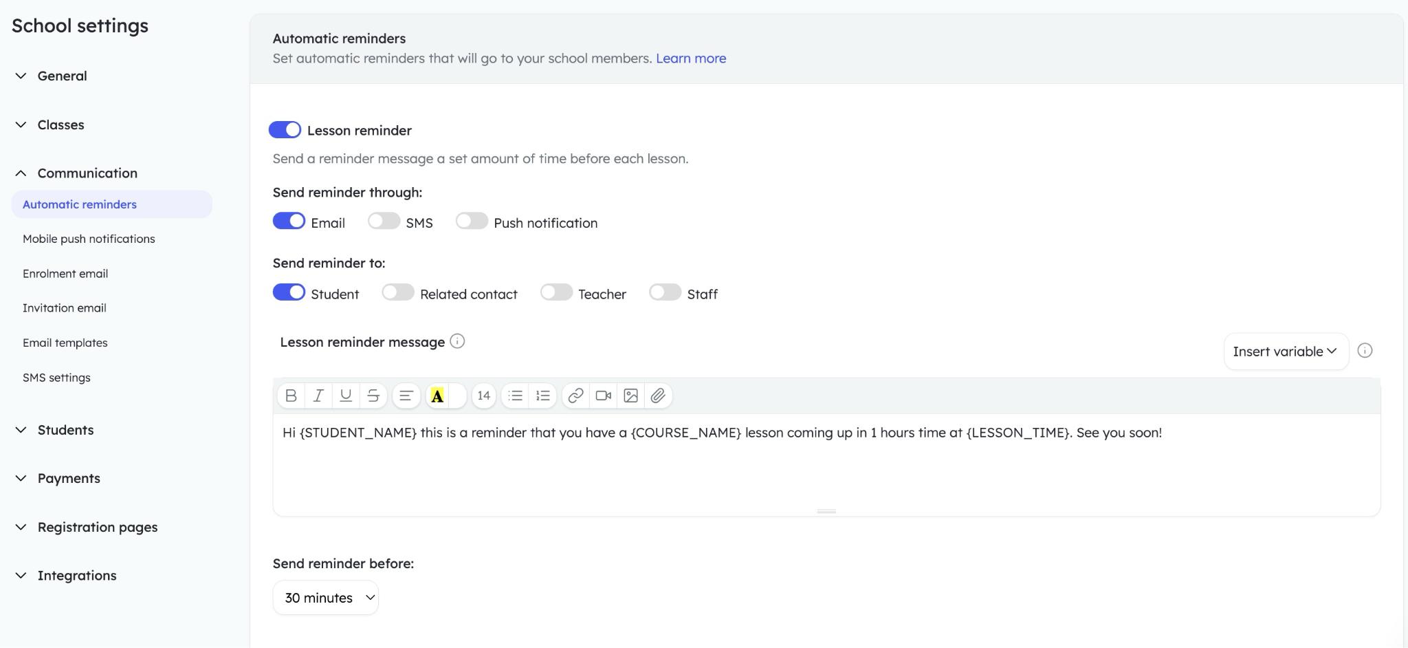 Teach 'n Go billing example