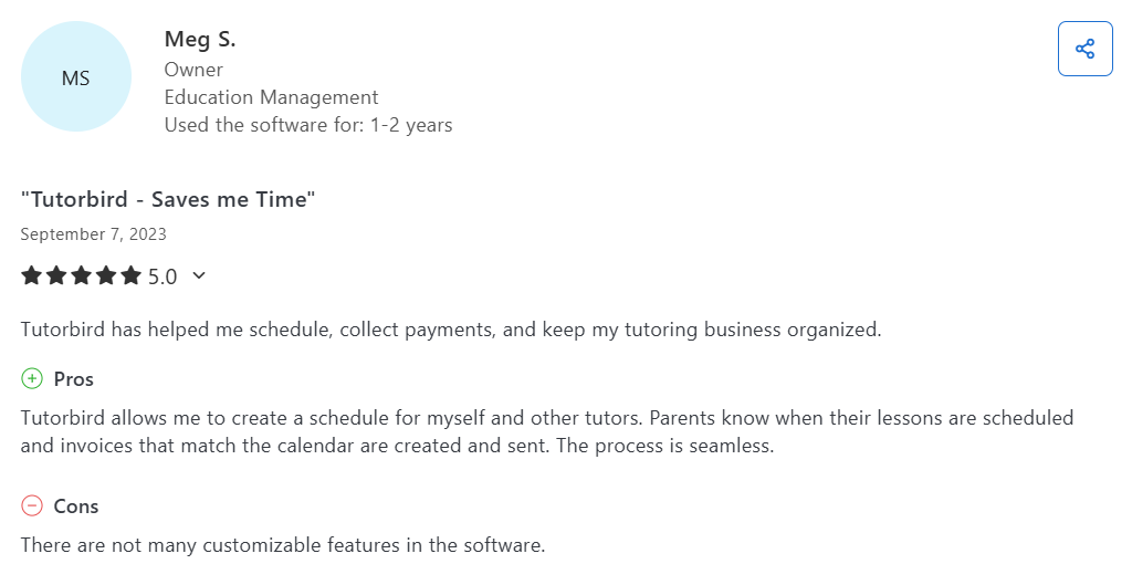 TutorBird interface example