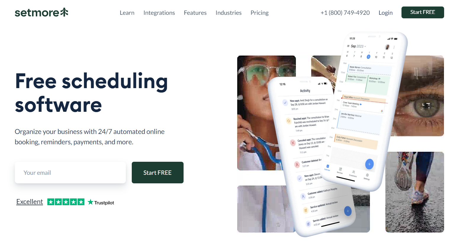 Setmore homepage screenshot