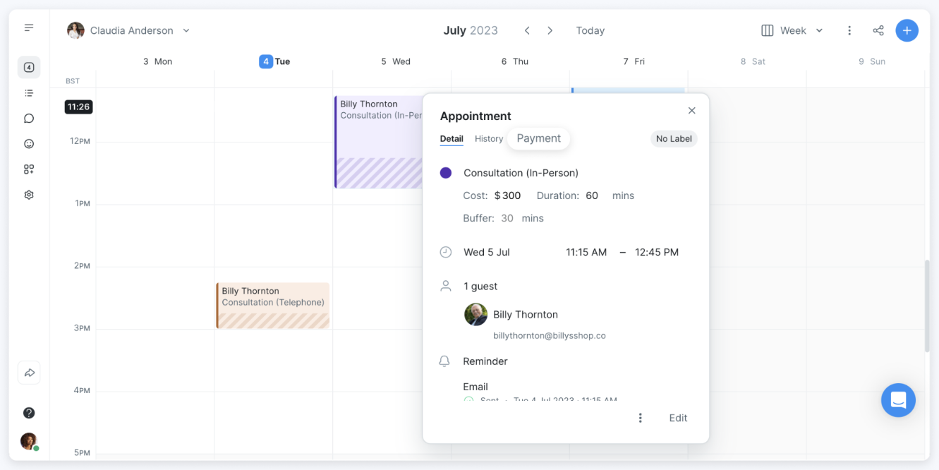 Setmore appointment booking screenshot