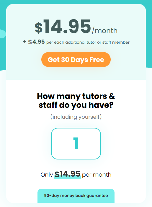 TutorBird pricing/guarantee screenshot