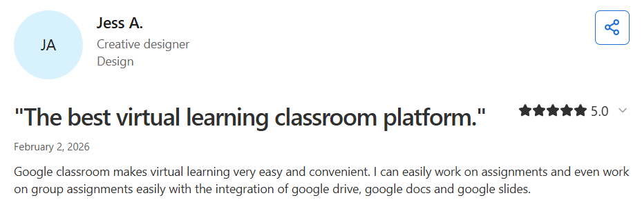 Google Classroom Capterra review
