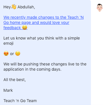 Emoji feedback prompt screenshot